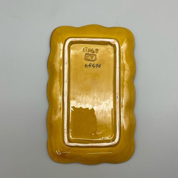 Vintage Italian Pottery Tray Pheasant Village Marked Italy PV 65496 Raised Leaf - Picture 6 of 8